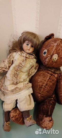 Старинные куклы мишки зайцы кот
