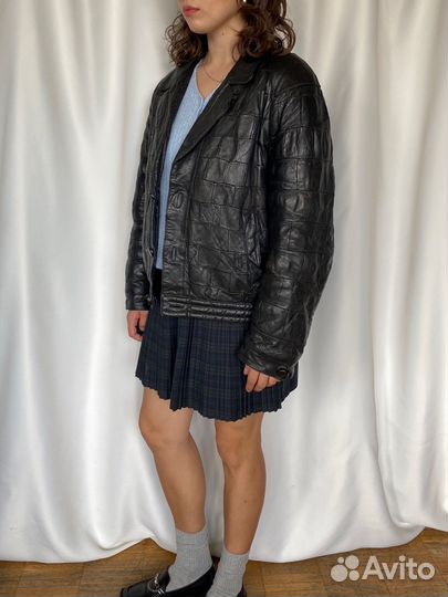 Кожаная куртка бомбер винтаж y2k