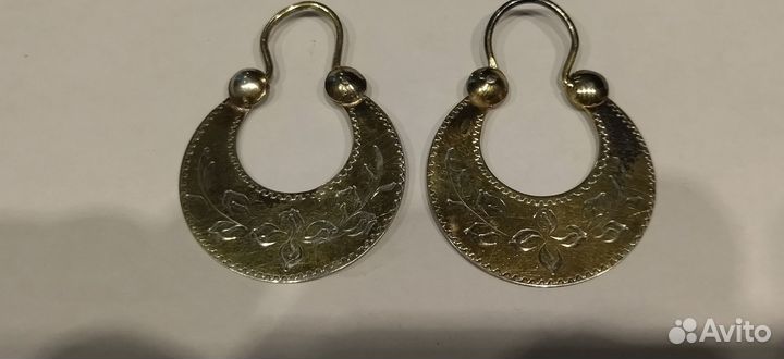 Серьги.калачи серебро 875 проба (звезда) С позолот