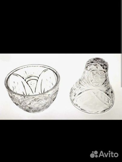 Хрустальная матрёшка ваза, конфетницы СССР