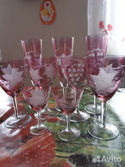 Фужеры розовое стекло СССР и др