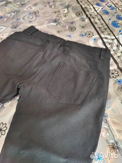 Черные брюки стрейч низкая талия XS S
