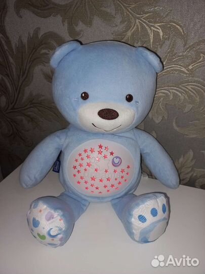 Игрушка-ночник Chicco Мишка, 30 см, голубой