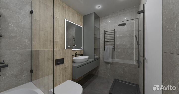 Дизайн проект ванной и санузла +расчёт материалов