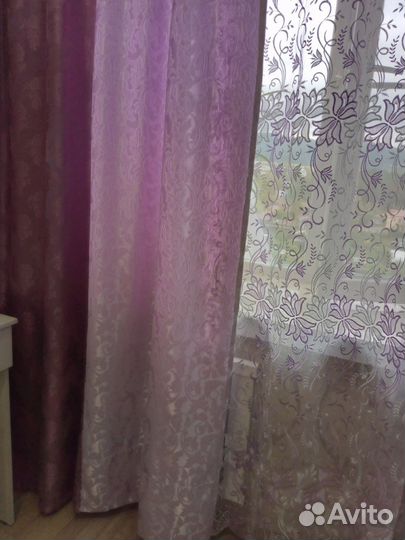 Комплект шторы и тюль и покрывало