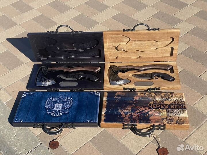 Топор + нож В деревянном кейсе