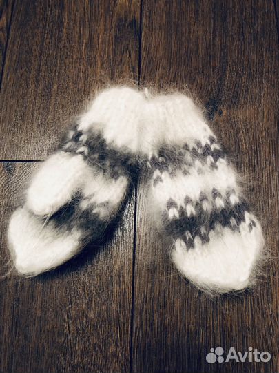 Шапка/варежки пух кролика, детская(1 год). Новые