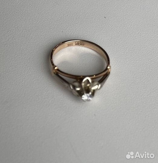 Золотое кольцо тюльпан с бриллиантом СССР