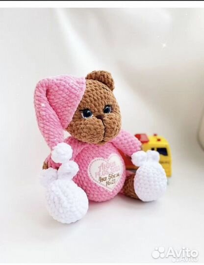 Вязаная игрушка львенок зайчик кот