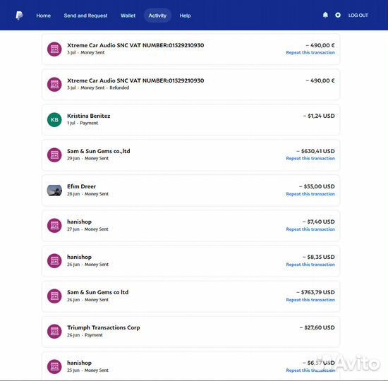 Оплата Перевод Вывод PayPal Посредник