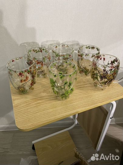 Кружка с двойными стенками и сухоцветами