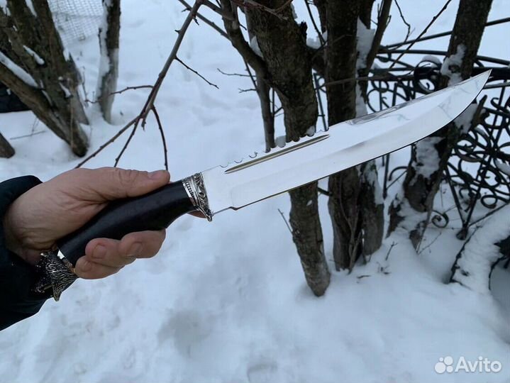 Нож Пластунский, сталь Х12мф, рукоять черный граб