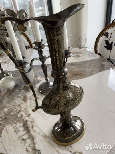 Старинный Кувшин Мельхиор Чайник Миска Приборы