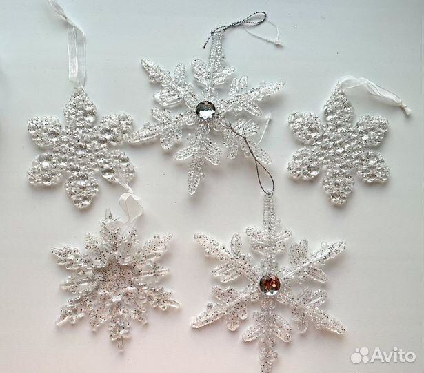 Елочные игрушки 10 шт (снежинки, сосульки)