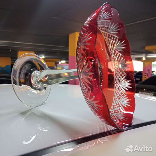 Фруктовница красное стекло бу