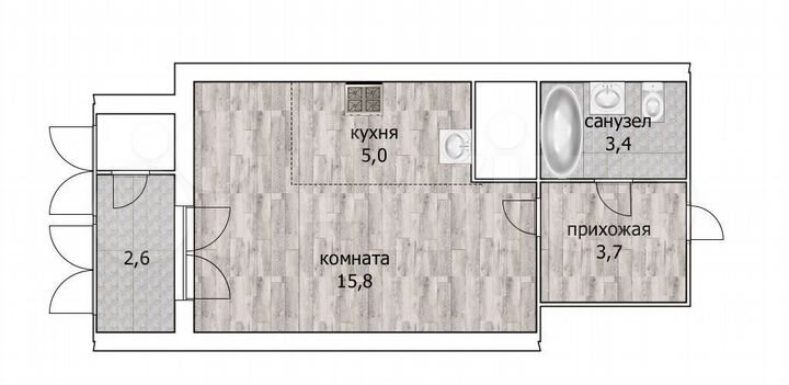 Квартира-студия, 29,8 м², 24/25 эт.