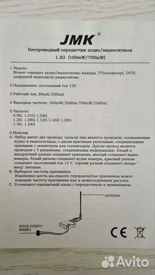 Безпроводной 4 канальный передатчик видео сигнала