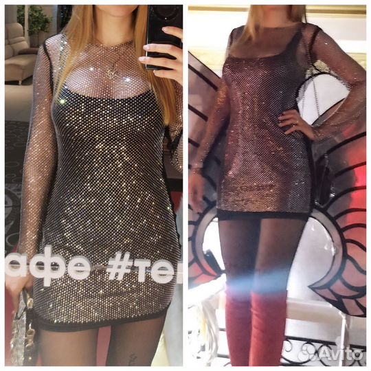 Платье сетка со стразами