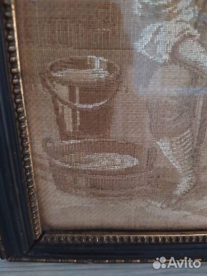 Антикварная картина гобелен