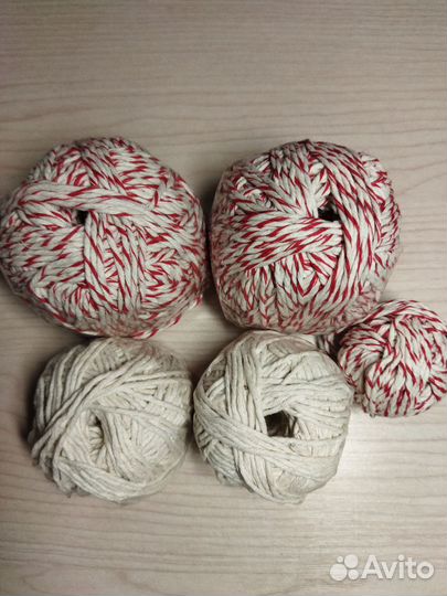 Шпагат хлопковый цветной набором и мотком