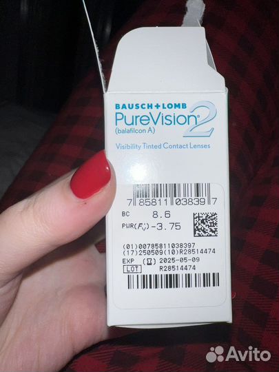 Контактные Линзы bausch lomb purevision 2 -3.75