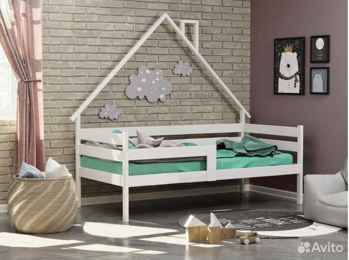 Кроватка MY place высокий бортТеремок от 2х лет бе