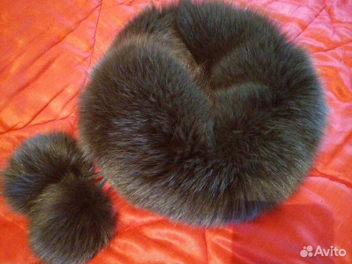 Шапка-берет женская, песец