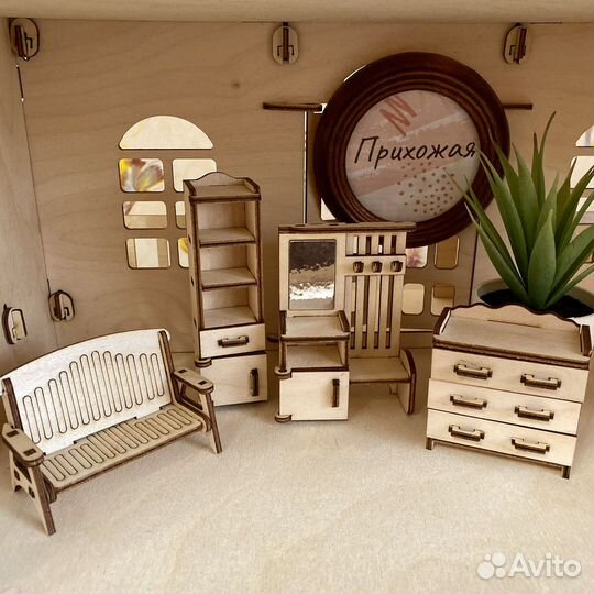 Домик кукольный с мебелью