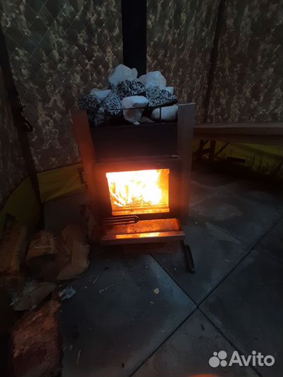 Мобильная баня-палатка с печью