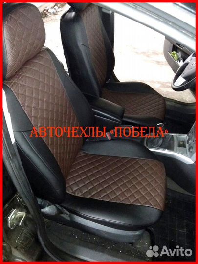 Чехлы Opel Astra H из экокожи чёрно-шоколадные Ром