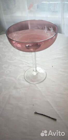 Ваза для фруктов на ножке цветное стекло СССР