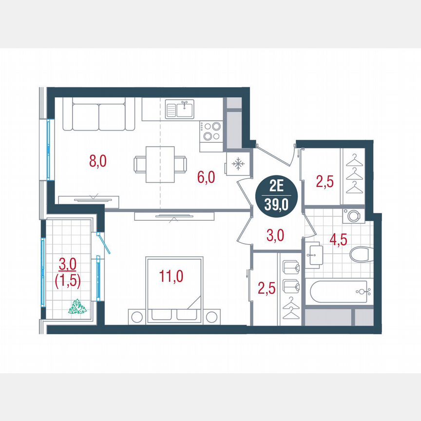 1-к. квартира, 39 м², 20/32 эт.