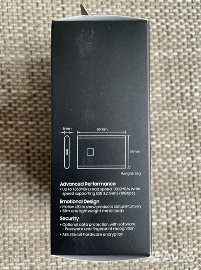 SSD Samsung T7 Touch 1TB,1050мб/с Type-C, NEW