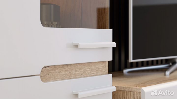 Модульная гостиная «Фьюжн» Дуб Делано/Белый глянец