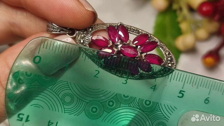 Винтаж СССР подвеска корунд синт, серебро 875
