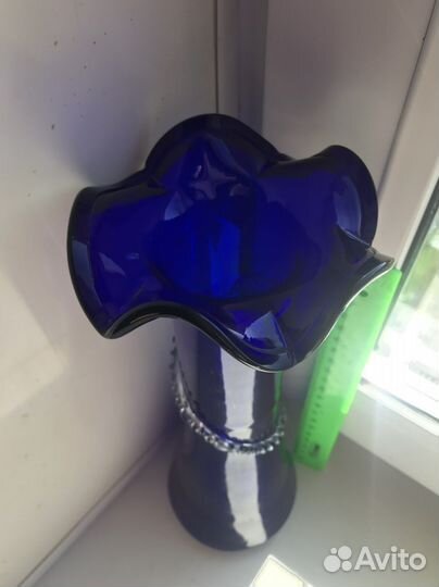 Ваза синее стекло