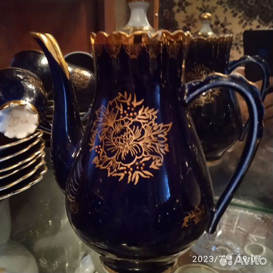 Чайный и кофейный сервиз, кобальт