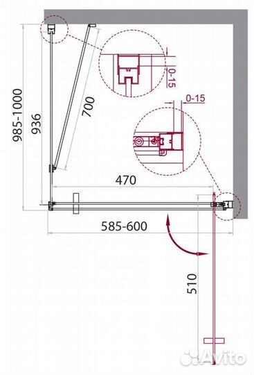 Душевой уголок BelBagno marmi-AH-1-60/100-C-Cr