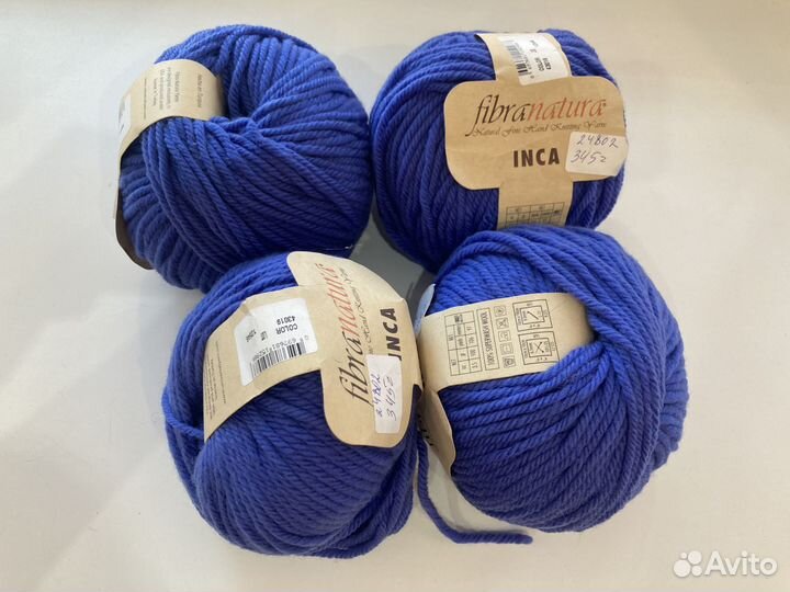 Пряжа Fibra natura inca 4 шт синий