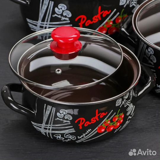 Набор кастрюль «Болоньезе», 3 предмета: 2 л, 3 л