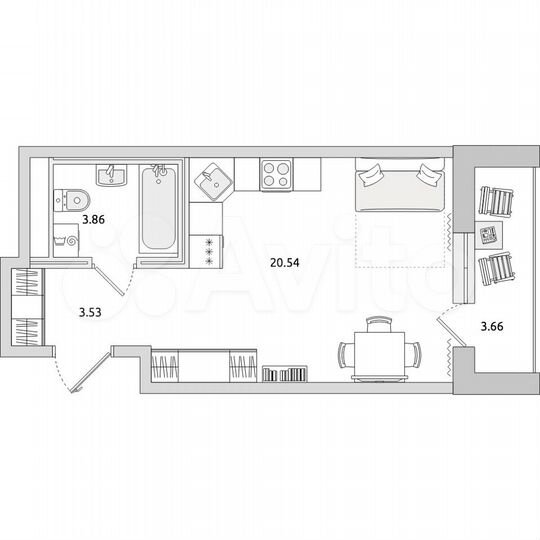 Квартира-студия, 31,6 м², 13/21 эт.