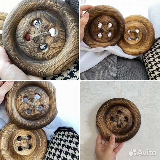 Панно-пуговка деревянная декоративная