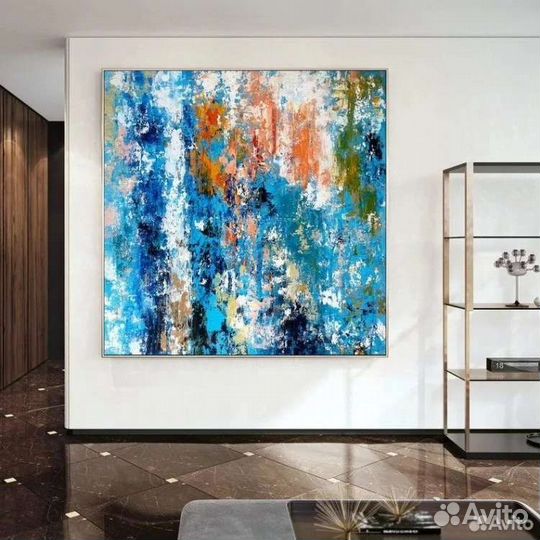 Картина маслом синяя абстракция