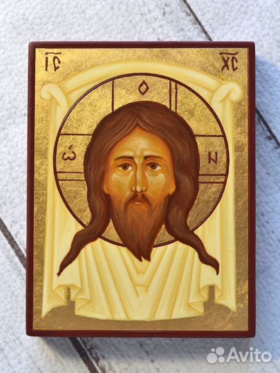 Рукописная икона Спас Нерукотворный