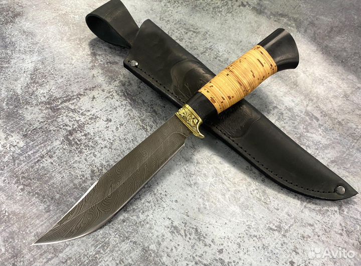 Нож для туризма и рыбалки верон 2-1, дамасская ста