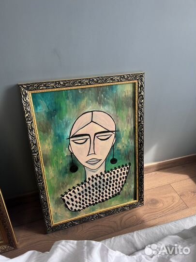 Интерьерная картина 70х50 масло в деревянной рамке