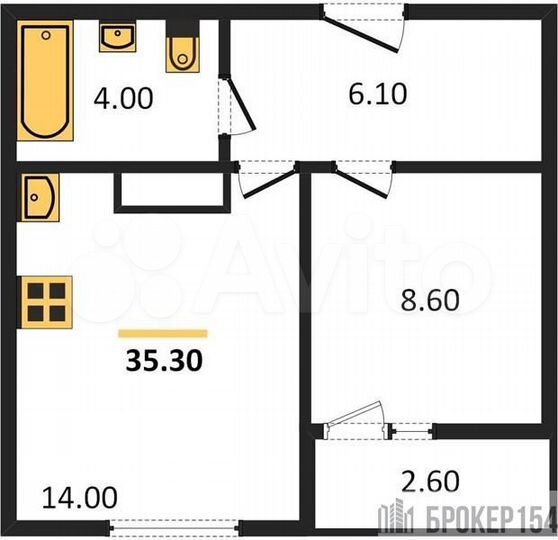 1-к. квартира, 35,3 м², 8/9 эт.
