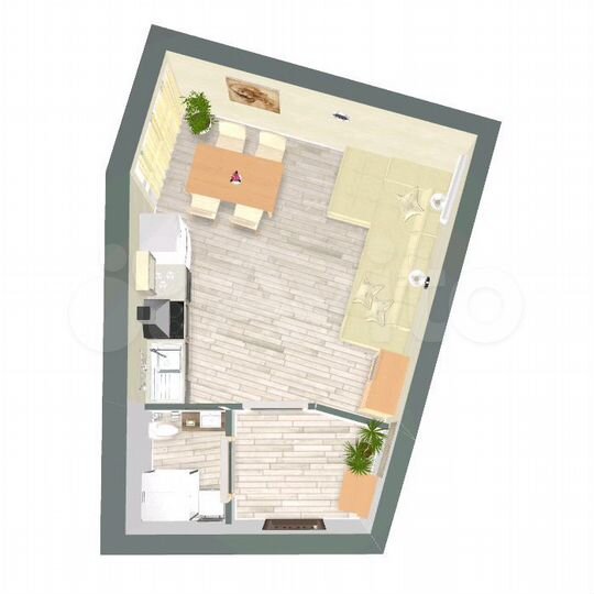 Квартира-студия, 41,3 м², 3/5 эт.
