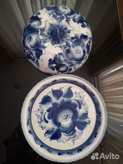 Блюдо блинница гжель