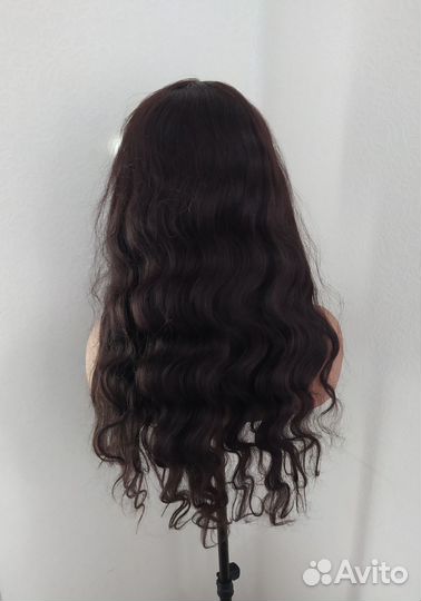 Парик из натуральных волос длинный с челкой